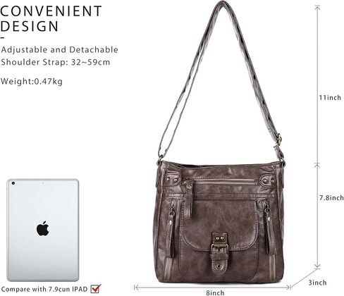 حقائب كروس صغيرة للنساء على الكتف، حقيبة يد هوبو توت من الجلد الناعم المغسول مع جيوب متعددة in Kuwait