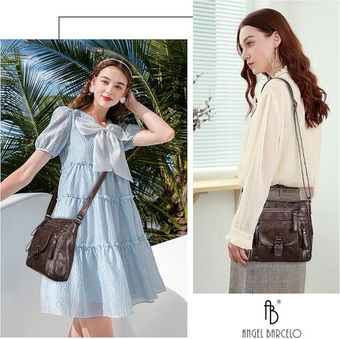 حقائب كروس صغيرة للنساء على الكتف، حقيبة يد هوبو توت من الجلد الناعم المغسول مع جيوب متعددة in Kuwait