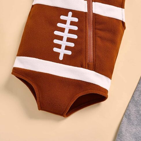 Ayalinggo Toddler Baby Boy Girl Football Player Costume Sleeveless Hoodies Rugby Outfit Zipper Bodysuit with Warm Sock in Saudi Arabia