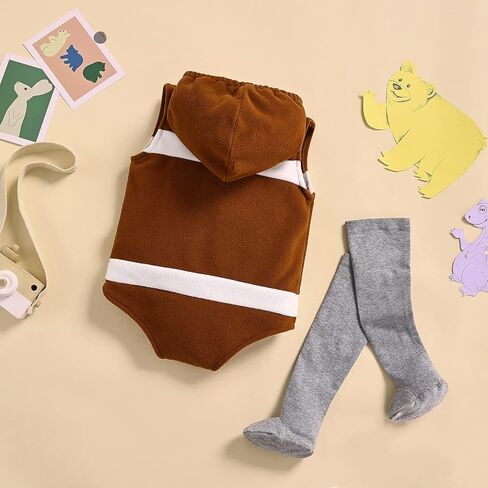 Ayalinggo Toddler Baby Boy Girl Football Player Costume Sleeveless Hoodies Rugby Outfit Zipper Bodysuit with Warm Sock in Saudi Arabia