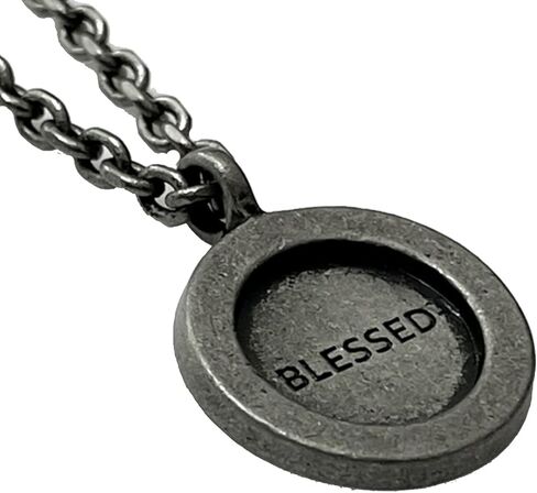 BLESSEDBULLET BLESSED message on the Circle Dark Silver Chain Necklace for Men and Women in Saudi Arabia