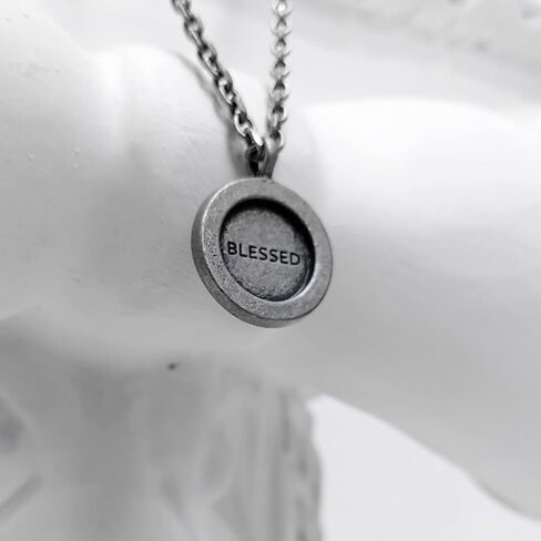 BLESSEDBULLET BLESSED message on the Circle Dark Silver Chain Necklace for Men and Women in Saudi Arabia