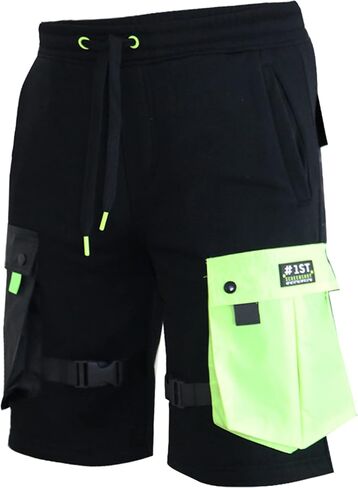 شورت SCREENSHOT رجالي Urban NYC Hip Hop Utility Fit من الصوف الفاخر - شورت رياضي عصري من Varsity Street بشريط سفلي مضلع in Kuwait