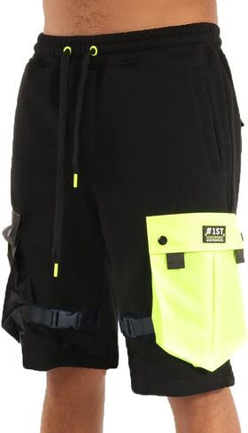 شورت SCREENSHOT رجالي Urban NYC Hip Hop Utility Fit من الصوف الفاخر - شورت رياضي عصري من Varsity Street بشريط سفلي مضلع in Kuwait