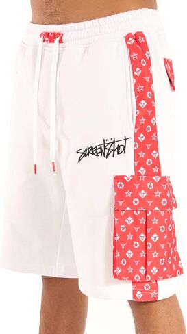 شورت SCREENSHOT رجالي Urban NYC Hip Hop Utility Fit من الصوف الفاخر - شورت رياضي عصري من Varsity Street بشريط سفلي مضلع in Kuwait