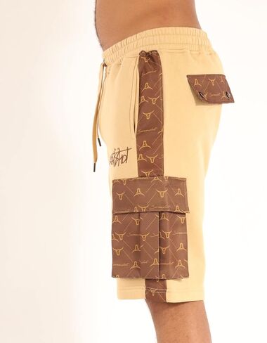 شورت SCREENSHOT رجالي Urban NYC Hip Hop Utility Fit من الصوف الفاخر - شورت رياضي عصري من Varsity Street بشريط سفلي مضلع in Kuwait