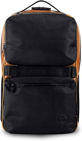 Skunk SoHo Backpack - Smell Proof - Weather Resistant - With Combination Lock (Black/Black Leather) in Kuwait