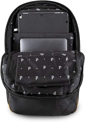 Skunk SoHo Backpack - Smell Proof - Weather Resistant - With Combination Lock (Black/Black Leather) in Kuwait