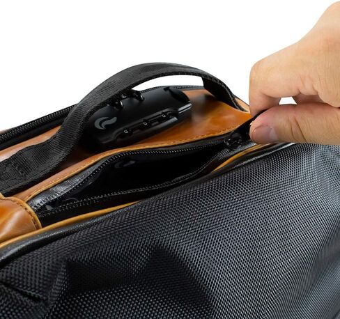 Skunk SoHo Backpack - Smell Proof - Weather Resistant - With Combination Lock (Black/Black Leather) in Kuwait