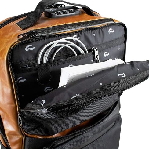 Skunk SoHo Backpack - Smell Proof - Weather Resistant - With Combination Lock (Black/Black Leather) in Kuwait
