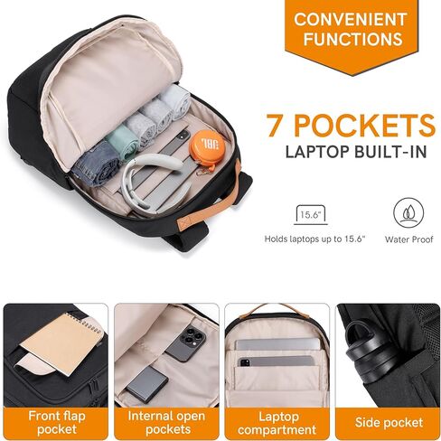 VGOAL Laptop Backpack for Women - Water-Resistant Daypack with Multiple Compartments, Suitable for College and Travel (FG6325 BEIGE) in Kuwait