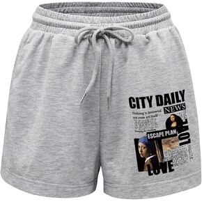 SOLY HUX Women's Sweat Shorts Letter Graphic Drawstring Elastic Waist Track Shorts in Saudi Arabia