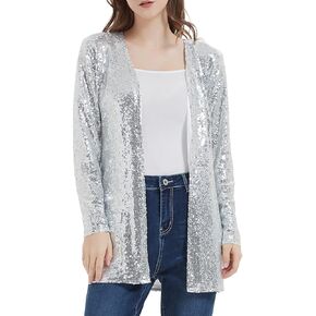 Anna-Kaci Women's Sequin Jacket Cardigan Top Party Cocktail Outerwear Coat