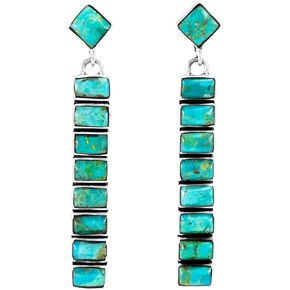 Turquoise Earrings 925 Sterling Silver & Genuine Turquoise (Choose Color) in Saudi Arabia