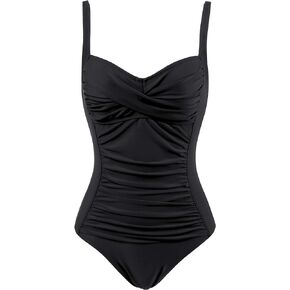 Joyaria Womens Retro One Piece Swimsuit Tummy Control Slimming Bathing Suit Ruched Swimwear(Size 6-24w)