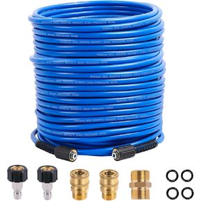 25FT x 1/4" Flexible Pressure Washer Hose | Kink Resistant | Max 4000 PSI | Universal M22 Fittings | Replacement Extension Hose for Gas & Electric Power Washers