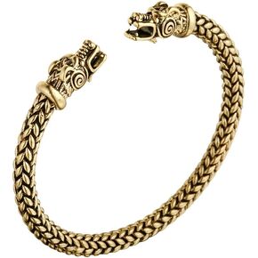 AOCHEE Norse Viking Double Dragon Head Twisted Bracelet Arm Ring Bangles Adjustable Men's Jewelry in Kuwait