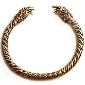 LynnAround البرونزية نورس فايكنغ الغراب رئيس الملتوية كابل الإسورة الكفة سوار الذراع الدائري مجوهرات الوثنية in Kuwait
