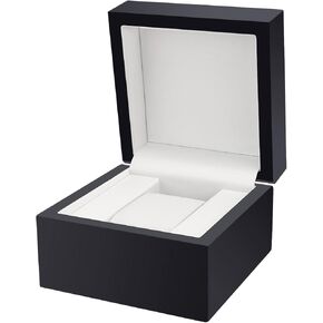 ساعة معصم خشبية لامعة فاخرة من DesignSter/صندوق وسادة على شكل سوار وحقيبة تخزين هدية رائعة لحفلة عيد ميلاد للرجال والنساء (أسود غير لامع) in Kuwait