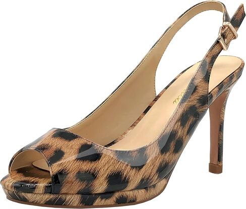 Lutalica W Women's Peep Toe Slingback Heels Platform Dress Stiletto Pumps | Patent leather heeled sandals, djustable metal buckle, for wedding, prom, cocktail & office in Saudi Arabia