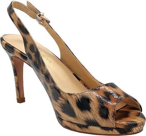 Lutalica W Women's Peep Toe Slingback Heels Platform Dress Stiletto Pumps | Patent leather heeled sandals, djustable metal buckle, for wedding, prom, cocktail & office in Saudi Arabia
