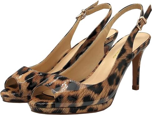 Lutalica W Women's Peep Toe Slingback Heels Platform Dress Stiletto Pumps | Patent leather heeled sandals, djustable metal buckle, for wedding, prom, cocktail & office in Saudi Arabia