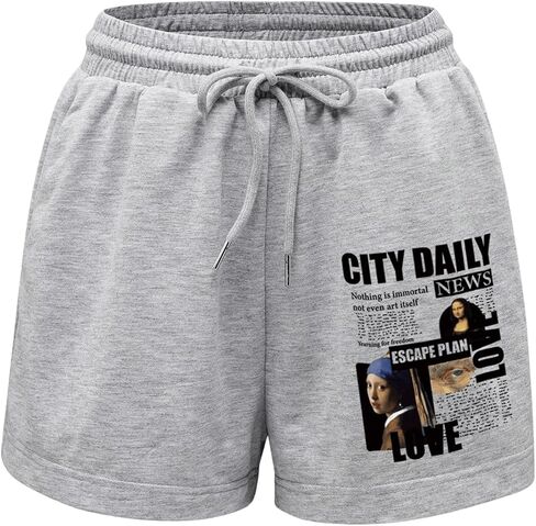 SOLY HUX Women's Sweat Shorts Letter Graphic Drawstring Elastic Waist Track Shorts in Saudi Arabia