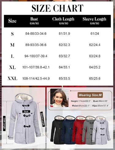 HEEKPEK Womens Sherpa Lined Coats Winter Warm Fashion Horn Button Fleece Thicken Hooded Casual Jackets Long Sleeve Outerwear in Kuwait