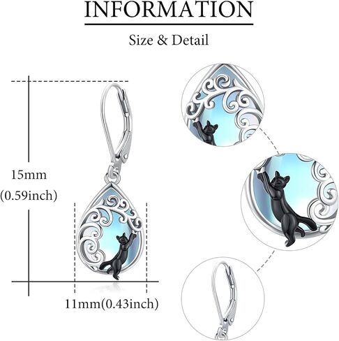 Aniu Tree of Life/Flower/Cat/Turquoise/Moss Agate Teardrop Dangle Earrings for Women Sterling Silver Animal Drop Hook Jewelry Gifts in Kuwait