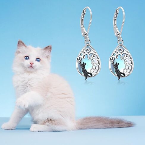 Aniu Tree of Life/Flower/Cat/Turquoise/Moss Agate Teardrop Dangle Earrings for Women Sterling Silver Animal Drop Hook Jewelry Gifts in Kuwait