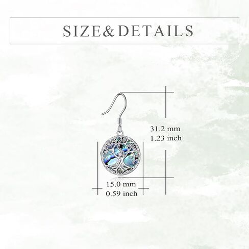 YFN شجرة الحياة أقراط فضة شجرة الحياة ياردروب مع أذن البحر شل استرخى إسقاط أقراط مجوهرات هدايا للنساء الفتيات in Kuwait