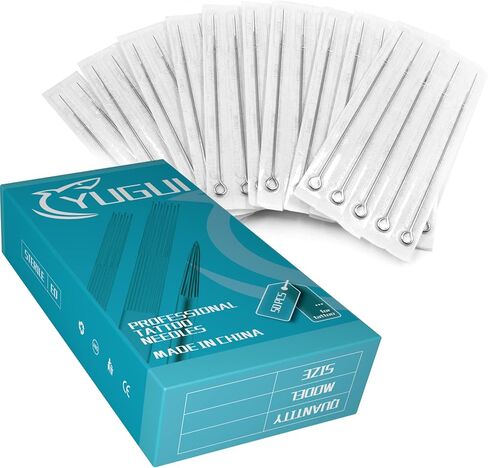 Tattoo Needles - 100Pcs Yugui Poke and Stick Tattoo Needles Set Long Bar Needles 3RL 5RL 7RL 9RL 5RS 7RS 9RS 5M1 7M1 9M1 agujas para tatuar for Tattoo Gun Kit Tattoo Supplies in Kuwait