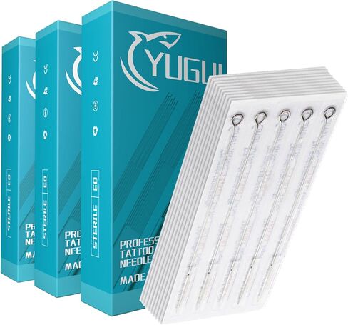 Tattoo Needles - 100Pcs Yugui Poke and Stick Tattoo Needles Set Long Bar Needles 3RL 5RL 7RL 9RL 5RS 7RS 9RS 5M1 7M1 9M1 agujas para tatuar for Tattoo Gun Kit Tattoo Supplies in Kuwait