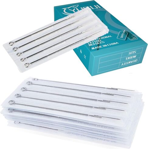 Tattoo Needles - 100Pcs Yugui Poke and Stick Tattoo Needles Set Long Bar Needles 3RL 5RL 7RL 9RL 5RS 7RS 9RS 5M1 7M1 9M1 agujas para tatuar for Tattoo Gun Kit Tattoo Supplies in Kuwait
