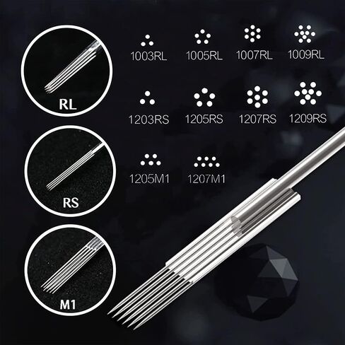 Tattoo Needles - 100Pcs Yugui Poke and Stick Tattoo Needles Set Long Bar Needles 3RL 5RL 7RL 9RL 5RS 7RS 9RS 5M1 7M1 9M1 agujas para tatuar for Tattoo Gun Kit Tattoo Supplies in Kuwait