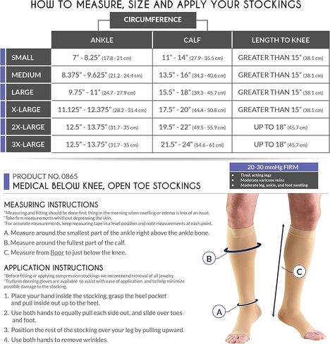 Truform Compression 20-30 mmHg Knee High Open Toe Stockings Beige, Small, 2 Count in Saudi Arabia