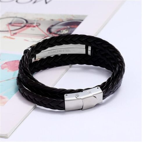 سوار KBNSUIAN متعدد الطبقات من الجلد بثلاثة عوارض متقاطعة روسية أرثوذكسية متقاطعة، سوار مسيحي أرثوذكسي شرقي، مجوهرات حماية يسوع المسيح الكاثوليكية لمعمودية الكنيسة in Kuwait