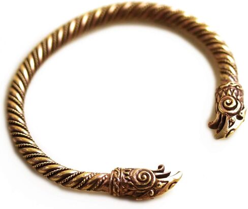 LynnAround البرونزية نورس فايكنغ الغراب رئيس الملتوية كابل الإسورة الكفة سوار الذراع الدائري مجوهرات الوثنية in Kuwait