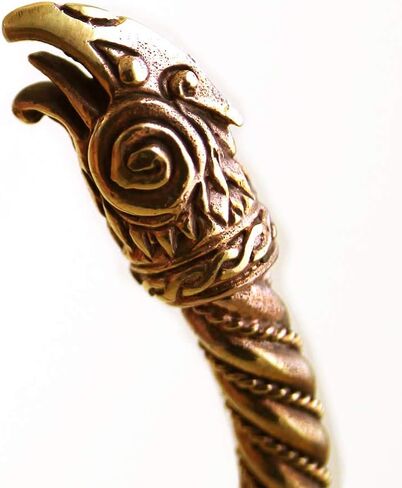 LynnAround البرونزية نورس فايكنغ الغراب رئيس الملتوية كابل الإسورة الكفة سوار الذراع الدائري مجوهرات الوثنية in Kuwait