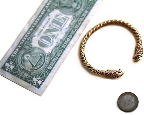 LynnAround البرونزية نورس فايكنغ الغراب رئيس الملتوية كابل الإسورة الكفة سوار الذراع الدائري مجوهرات الوثنية in Kuwait