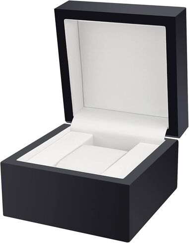 ساعة معصم خشبية لامعة فاخرة من DesignSter/صندوق وسادة على شكل سوار وحقيبة تخزين هدية رائعة لحفلة عيد ميلاد للرجال والنساء (أسود غير لامع) in Kuwait