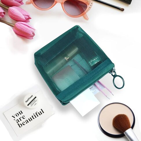 Aosbos 3 Pieces Mesh Makeup Bag Mesh Cosmetic Bag Purse Pouch Zipper Mesh Travel Bag Travel Purse Organizer Portable Pouch Bag Mesh Toiletry Bag for Home Office Travel Accessories, 3 Sizes in Kuwait