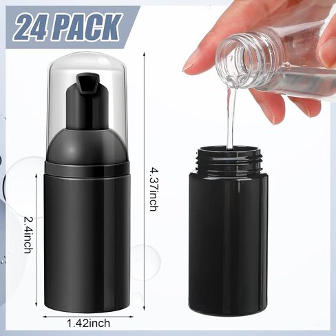 24 Pcs Foam Pump Bottles 1 Oz/ 30 ml Travel Soap Bottle Plastic Mini Empty Dispenser Foaming Bottles for Refillable Hand Sanitizer Lash Shampoo Bottles (White, Pink, Black) (White, Pink, Black) in Kuwait