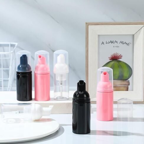 24 Pcs Foam Pump Bottles 1 Oz/ 30 ml Travel Soap Bottle Plastic Mini Empty Dispenser Foaming Bottles for Refillable Hand Sanitizer Lash Shampoo Bottles (White, Pink, Black) (White, Pink, Black) in Kuwait