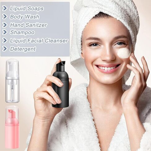 24 Pcs Foam Pump Bottles 1 Oz/ 30 ml Travel Soap Bottle Plastic Mini Empty Dispenser Foaming Bottles for Refillable Hand Sanitizer Lash Shampoo Bottles (White, Pink, Black) (White, Pink, Black) in Kuwait