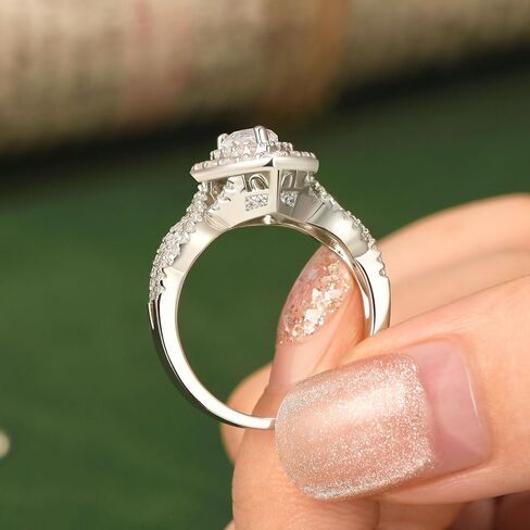 SHELOVES قطع الكمثرى خواتم الزفاف مجموعات للمرأة هالو 5A تشيكوسلوفاكيا مجموعات الزفاف 925 فضة خواتم الخطبة Sz 5-10 in Kuwait