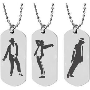 yihan المجوهرات 3 حزمة مجموعة واحدة مايكل البضائع المعلقات الفولاذ المقاوم للصدأ للجنسين MJ قلادة قلادة ملك البوب ​​راقصة نجمة التيتانيوم الصلب سحر قلادة القلائد لمحبي in Kuwait