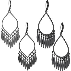 Indian Earrings For Women, Chandelier Earrings, Boho Feather Gold Tassel Dangling Bollywood Leaf Dangle Large Statement Bohemian Jewelry Mexican Long Drop Black Earrings With Lever Backs