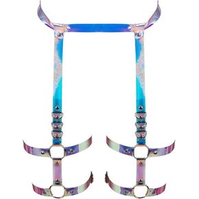 Women's Leather Body Harness Garter Belt Lingerie cage Leg Strap Gothic Punk Stretchy Adjustable Size Halloween Rave