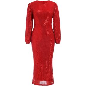 ODIZLI Womens Fall Winter Long Sleeve Sparkly Sequins Bodycon Dress Xmas Dress